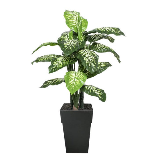 53" Artificial Outdoor Dieffenbachia in Black Planter