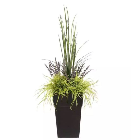 40" Artificial Outdoor Dracaena, Lavender and Greenery Planter