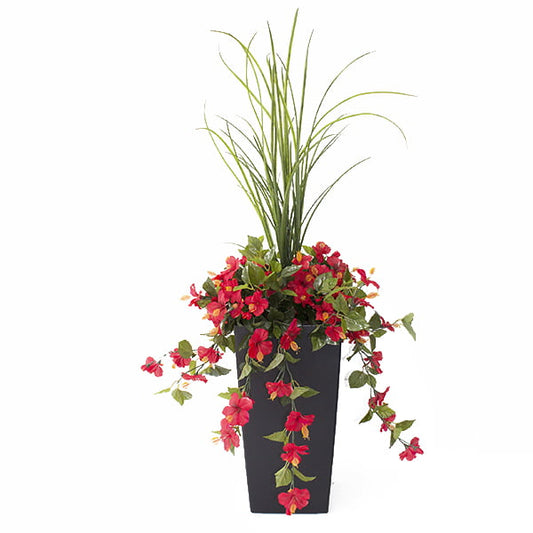 40" Artificial Red Hibiscus Planter