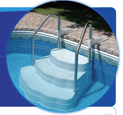 Oasis Inground Pool Step with Stainless Steel Handrail Kit
