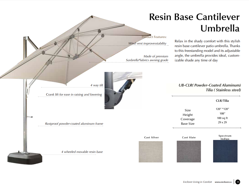 SS. Cantilever Umbrella with Rotating Resin Base – Holland Home Leisure